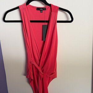 Lulu's Coral Sleeveless Bodysuit
